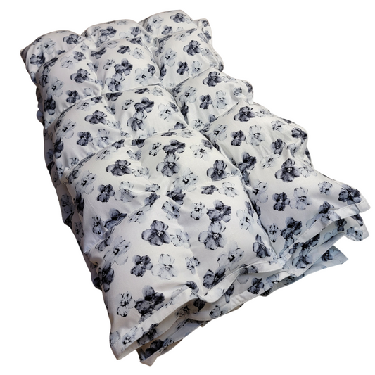 Weighted Blanket - Black and Gray Flowers