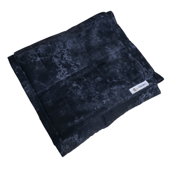 SensaCalm Weighted Blanket - Full Size (56" x 72") For Adults Classic Weighted Blanket Stone Black Super Cool (No Poly)